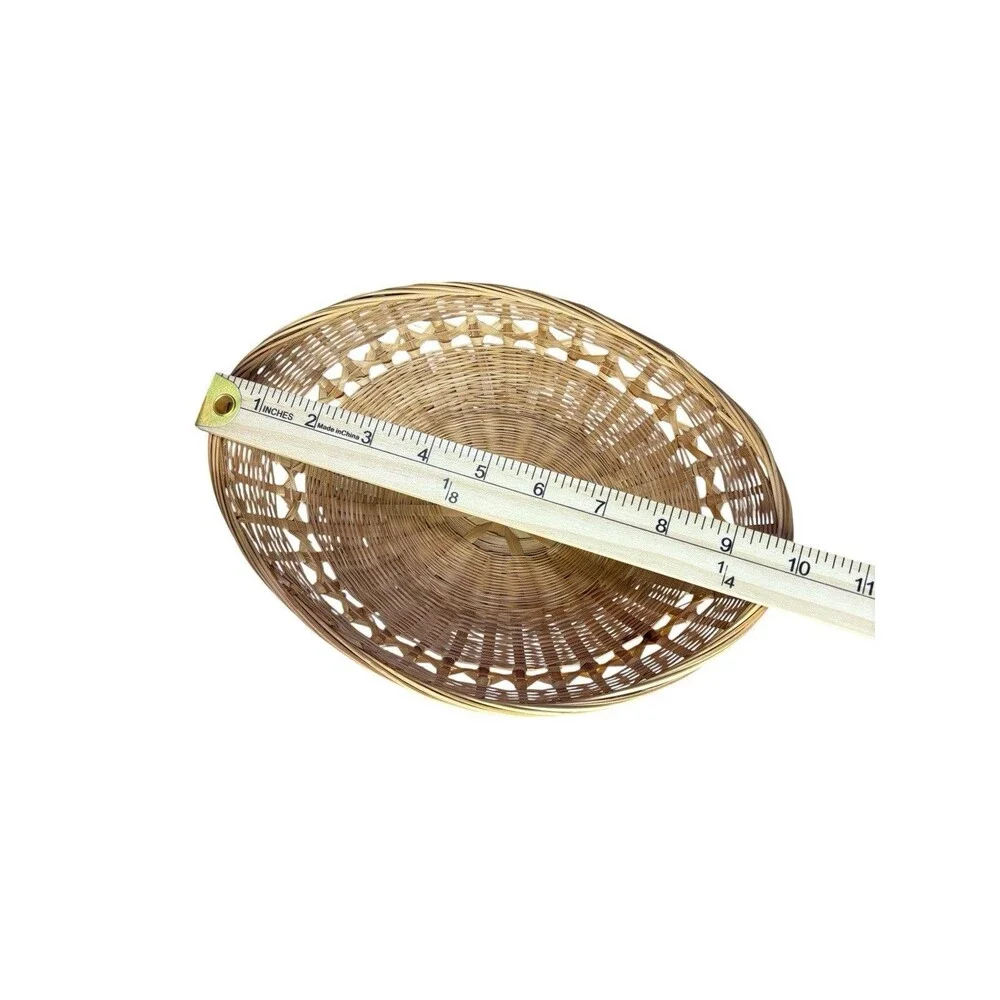 Boho Vintage Wicker Oval Basket Natural Bamboo Decorative Bread Fruit Bowl 10